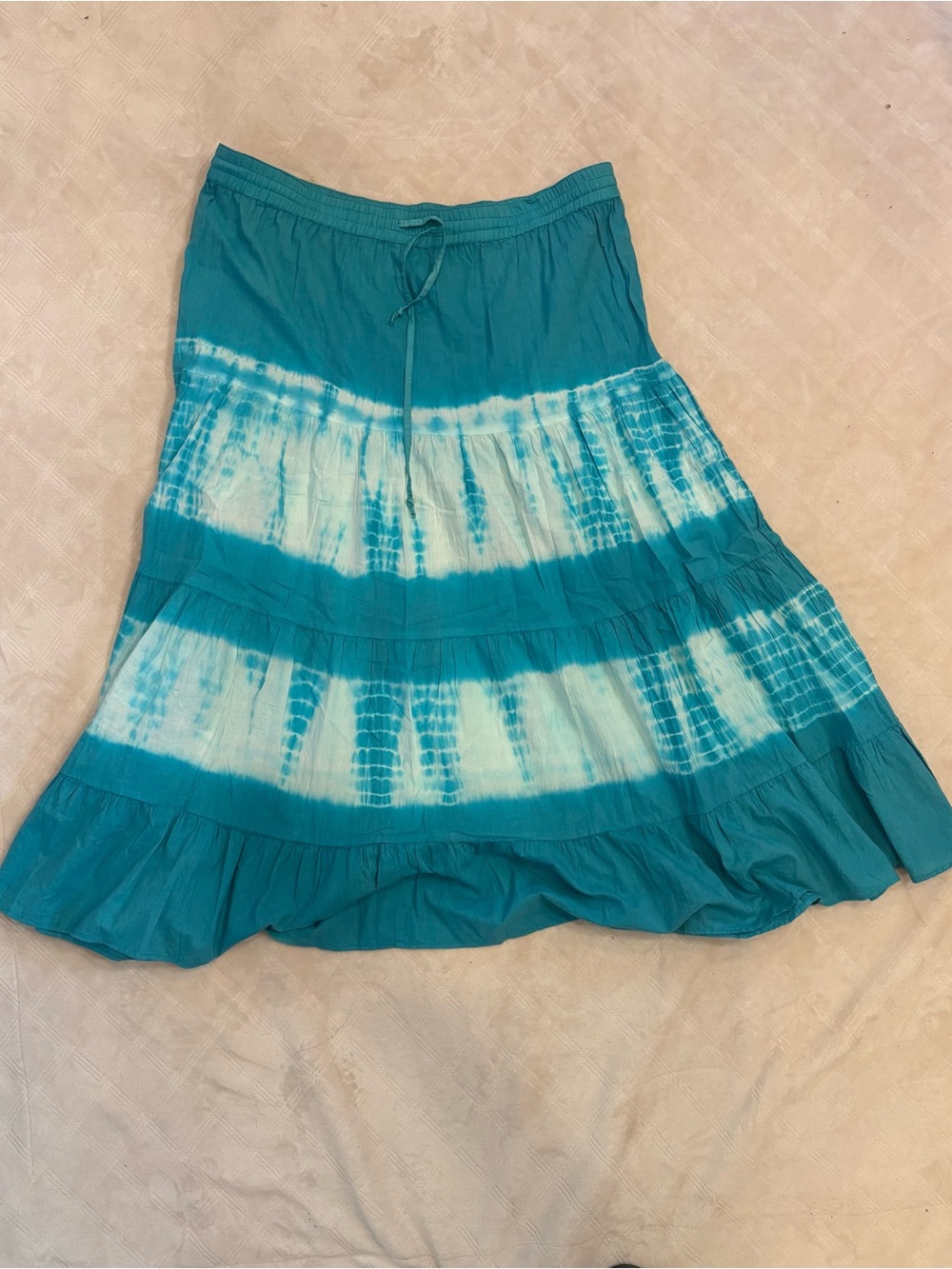 Teal Tie-Dye Tiered Maxi Skirt